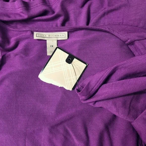NWT Dana Buchman sz 1X purple draped front shirt - Picture 3 of 3